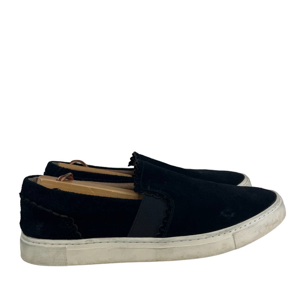 Frye Ivy Black Distressed Scalloped Slip On Suede Leather Shoes Womens Size: 9.5